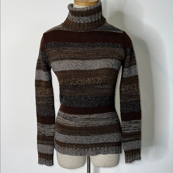 Dolce & Gabanna Wool Blend Striped Turtleneck Sweater - Picture 1 of 5